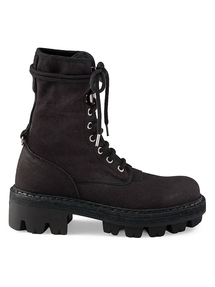 Prada Women's Canvas Lace-Up Ankle Boots - Black | Image 1 Prada Women's Canvas Lace-Up Ankle Boots - Black | Image 1