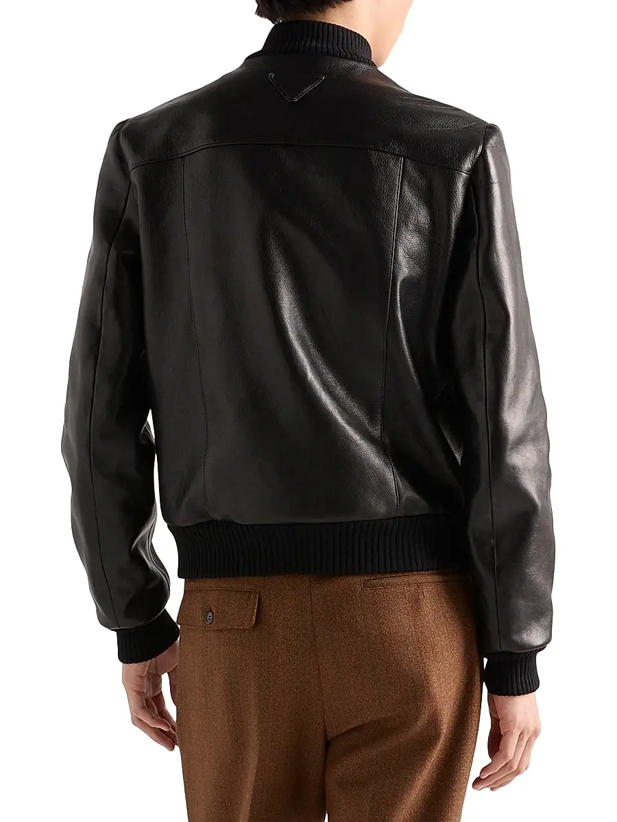 Prada Men's Leather Bomber Jacket | Thumbnail 3 Prada Men's Leather Bomber Jacket | Thumbnail 3