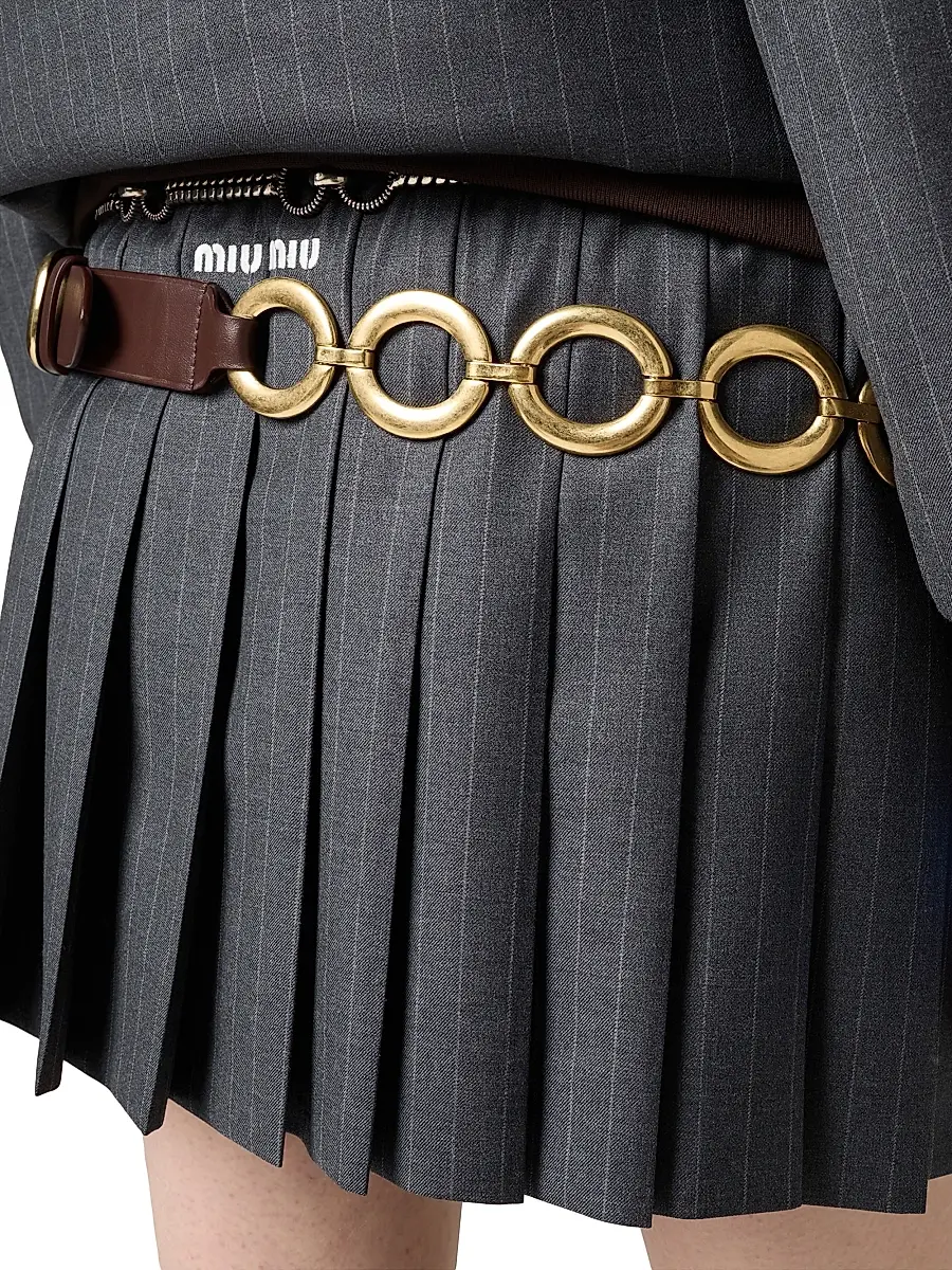 Miu Miu Women's Pleated Pinstripe Miniskirt | Thumbnail 4