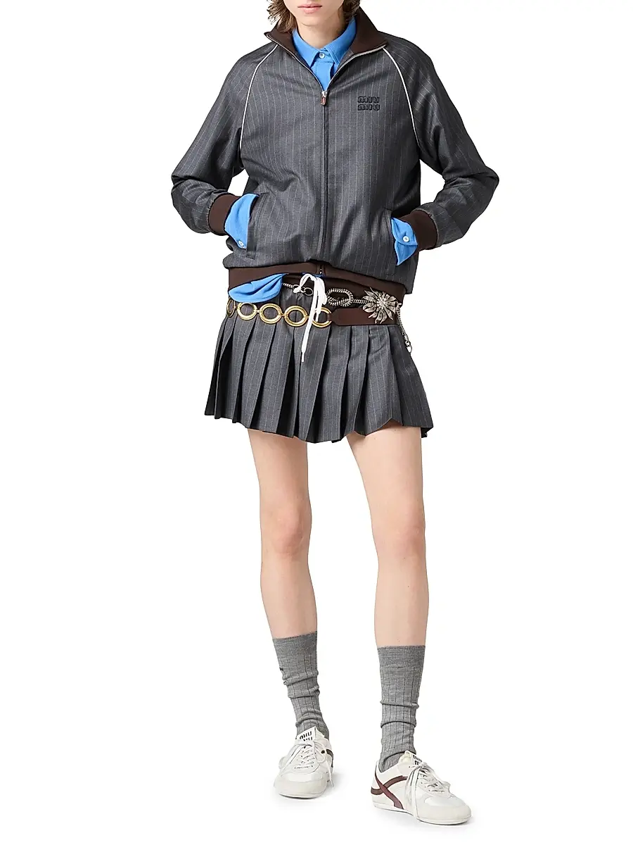 Miu Miu Women's Pleated Pinstripe Miniskirt | Thumbnail 5