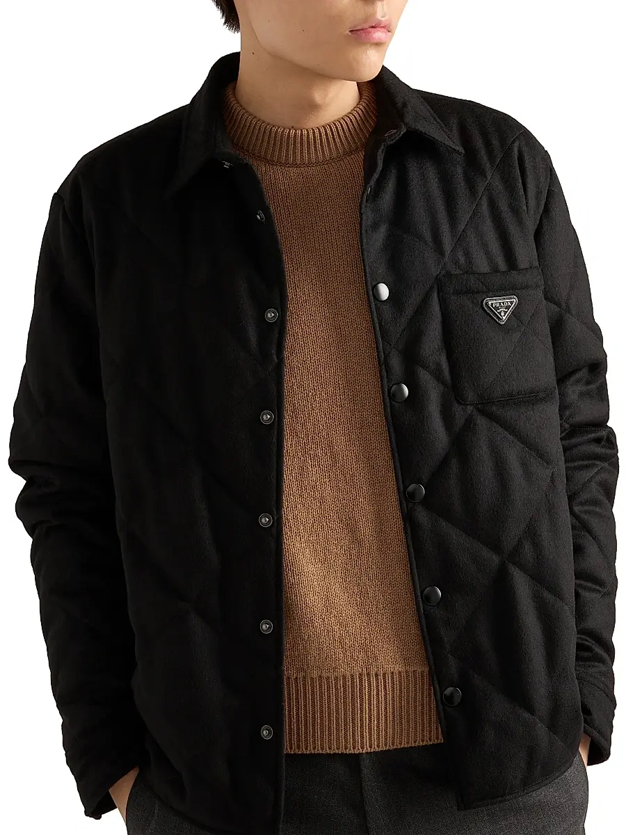 Prada Men's Padded Cashmere Shirt | Thumbnail 2