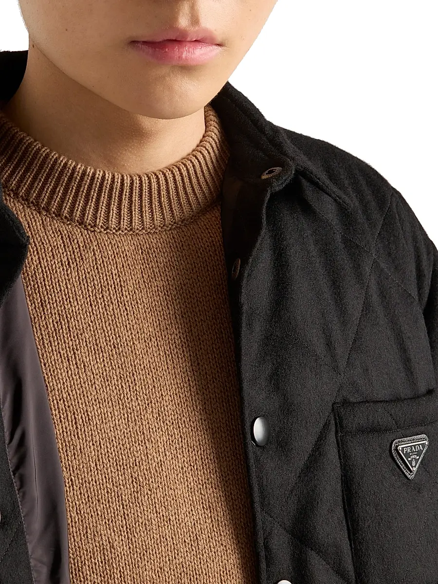 Prada Men's Padded Cashmere Shirt | Thumbnail 4