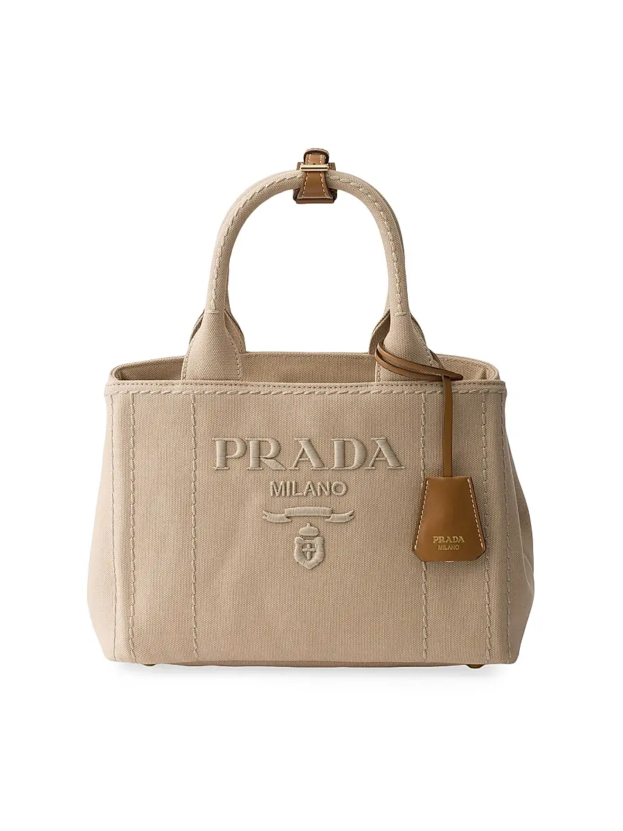 Prada Women's Jardinière Small Cotton Canvas Top Handle Bag | Image 1 Prada Women's Jardinière Small Cotton Canvas Top Handle Bag | Image 1