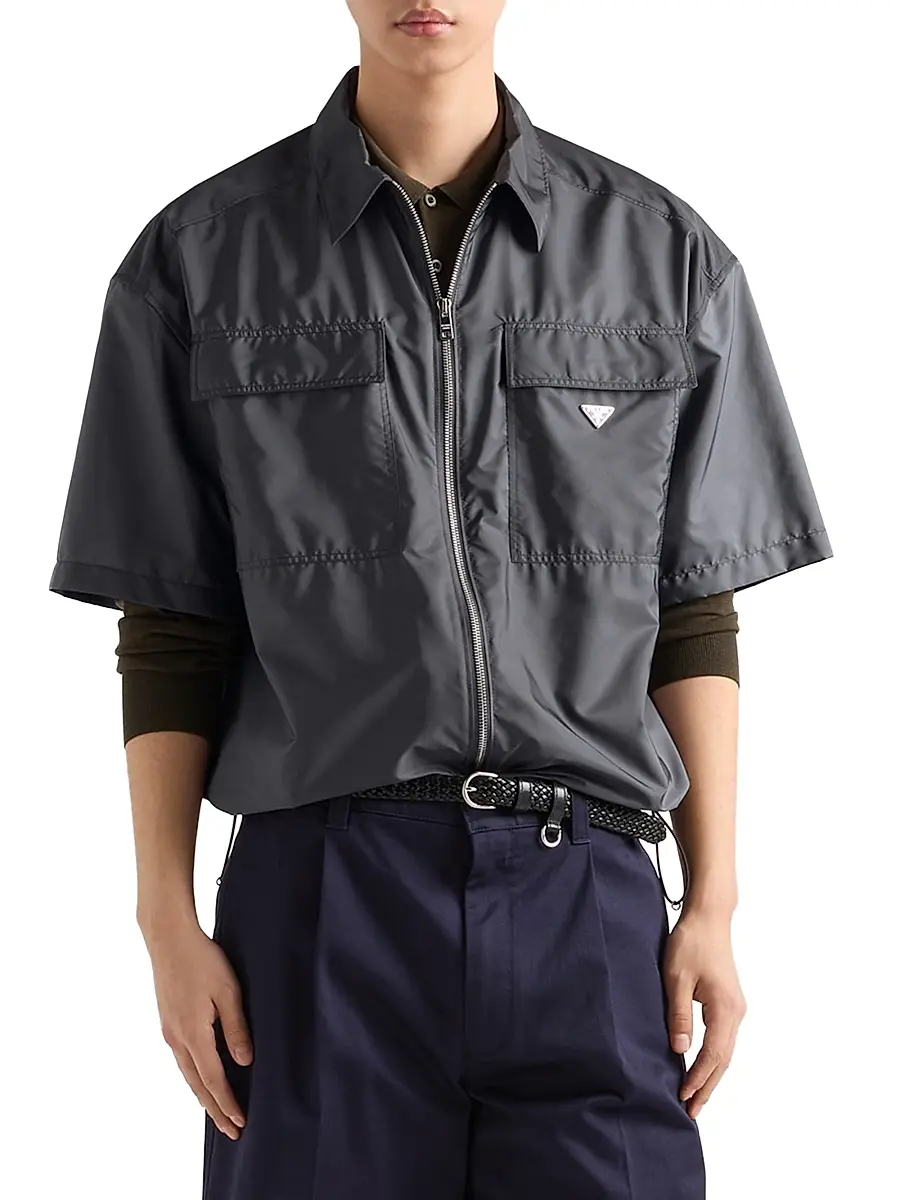 Prada Men's Short-Sleeved Light Re-Nylon Shirt | Thumbnail 2 Prada Men's Short-Sleeved Light Re-Nylon Shirt | Thumbnail 2
