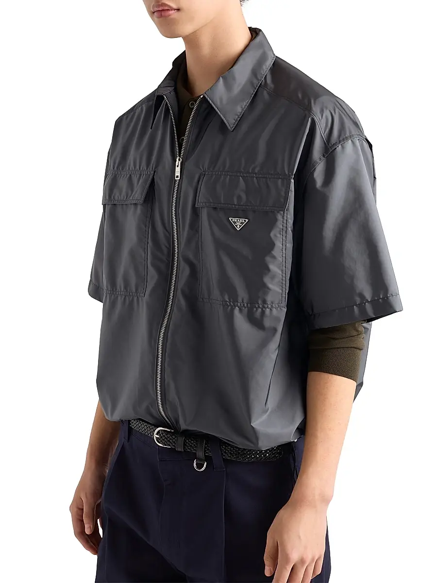 Prada Men's Short-Sleeved Light Re-Nylon Shirt | Thumbnail 3 Prada Men's Short-Sleeved Light Re-Nylon Shirt | Thumbnail 3