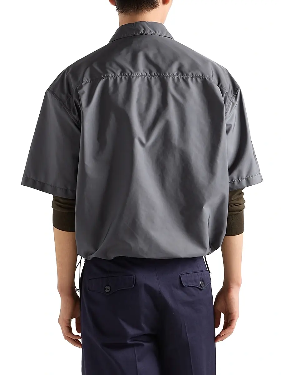 Prada Men's Short-Sleeved Light Re-Nylon Shirt | Thumbnail 4 Prada Men's Short-Sleeved Light Re-Nylon Shirt | Thumbnail 4