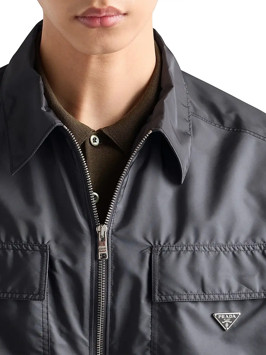 Prada Men's Short-Sleeved Light Re-Nylon Shirt | Thumbnail 5 Prada Men's Short-Sleeved Light Re-Nylon Shirt | Thumbnail 5