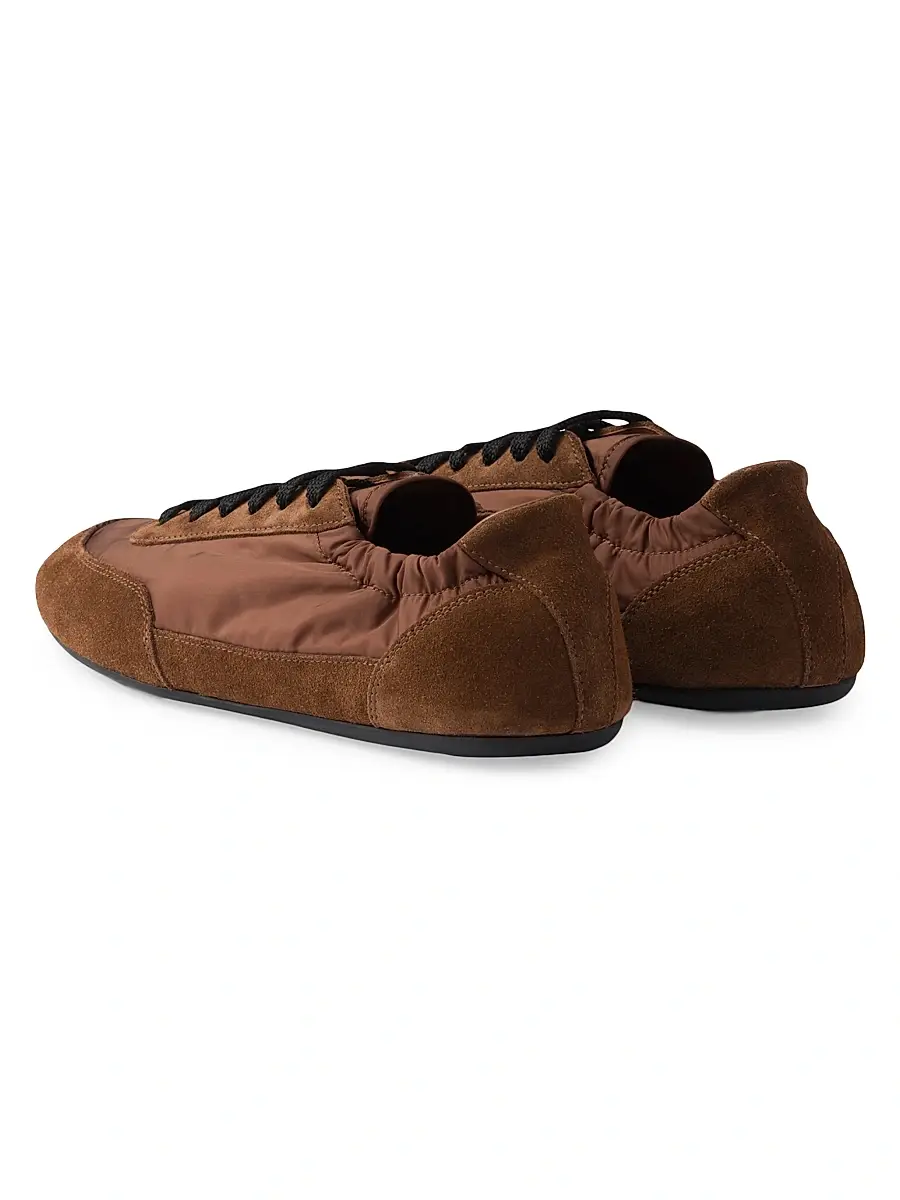 Prada Women's Collapse Re-Nylon and Suede Sneakers - Brown | Thumbnail 4 Prada Women's Collapse Re-Nylon and Suede Sneakers - Brown | Thumbnail 4