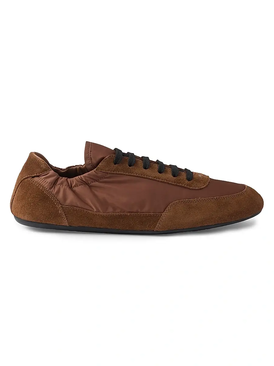 Prada Women's Collapse Re-Nylon and Suede Sneakers - Brown | Image 1 Prada Women's Collapse Re-Nylon and Suede Sneakers - Brown | Image 1