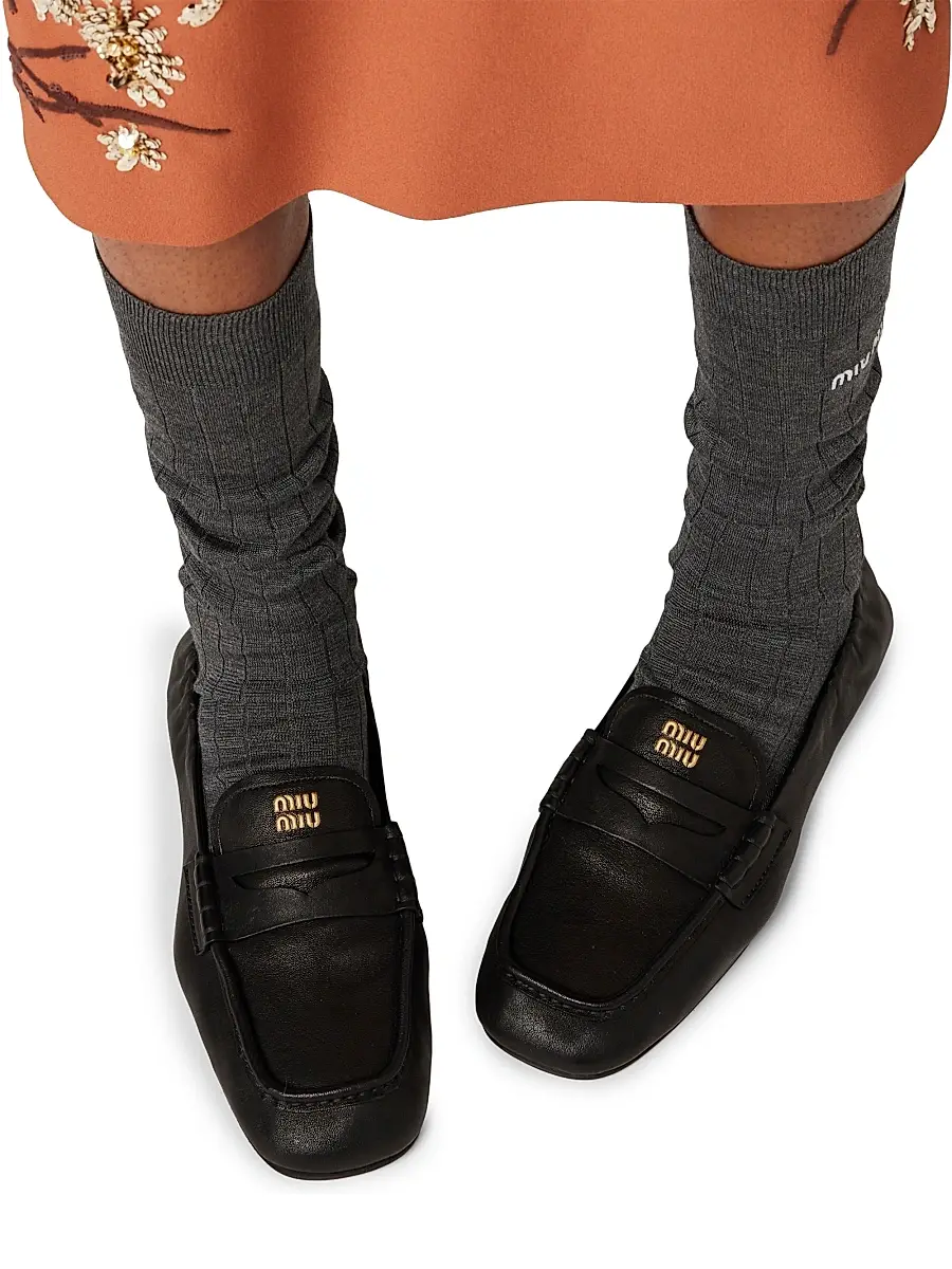 Miu Miu Women's Ruches Nappa Leather Loafers | Thumbnail 4 Miu Miu Women's Ruches Nappa Leather Loafers | Thumbnail 4