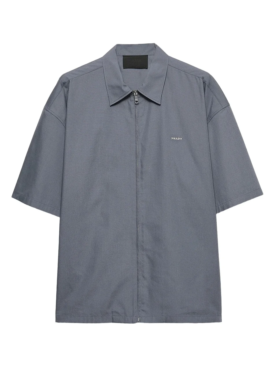 Prada Men's Short-Sleeved Technical Cotton Shirt