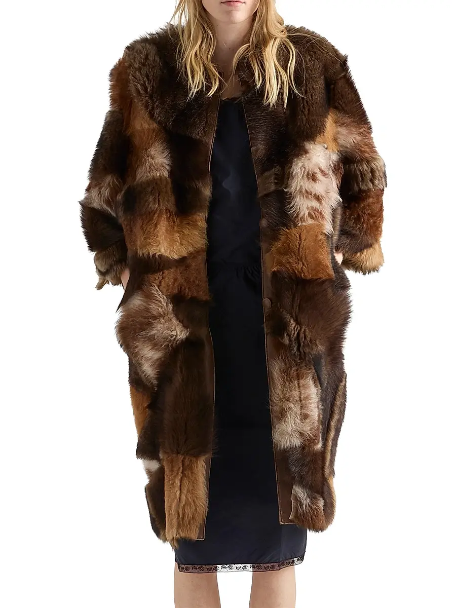 Prada Women's Patchwork Shearling Coat - Assorted | Thumbnail 2