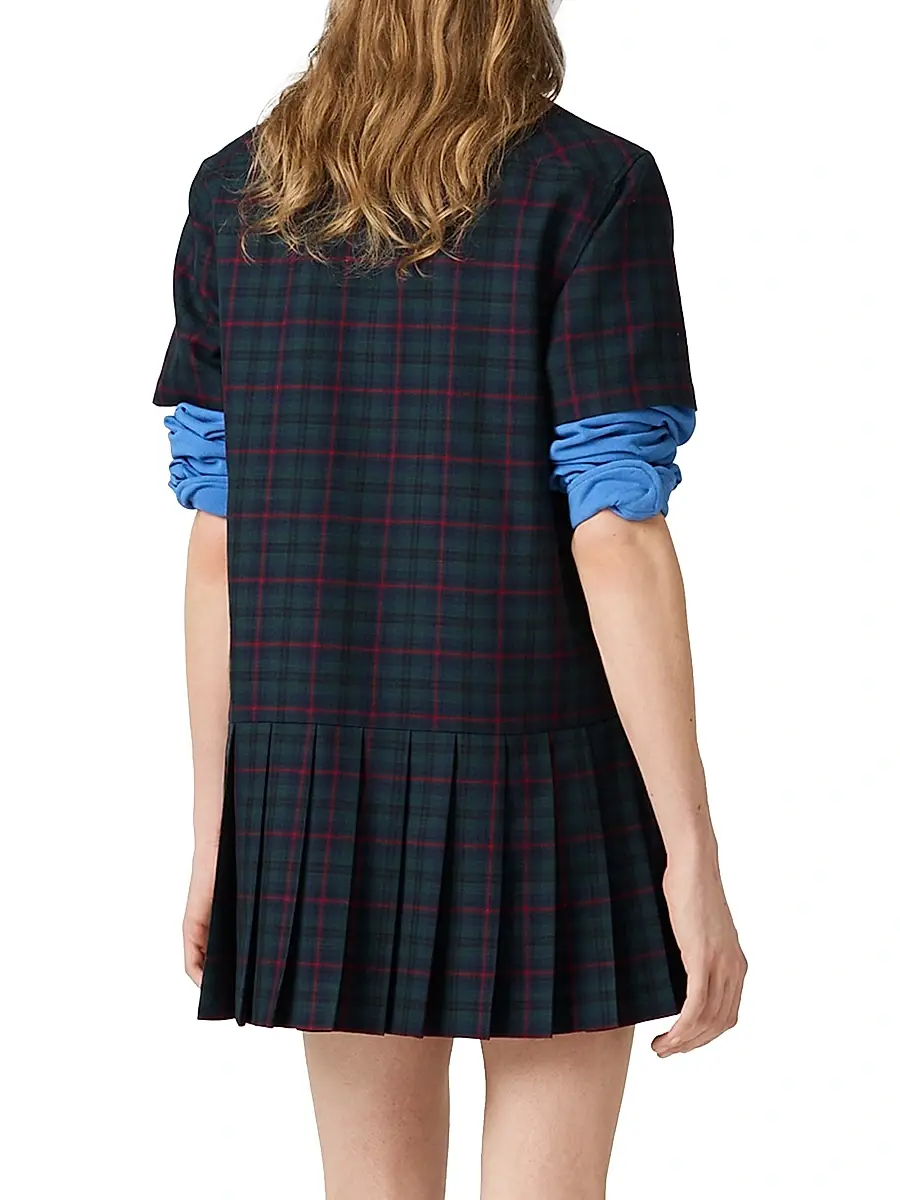 Miu Miu Women's Pleated Plaid Mini-Dress | Thumbnail 3