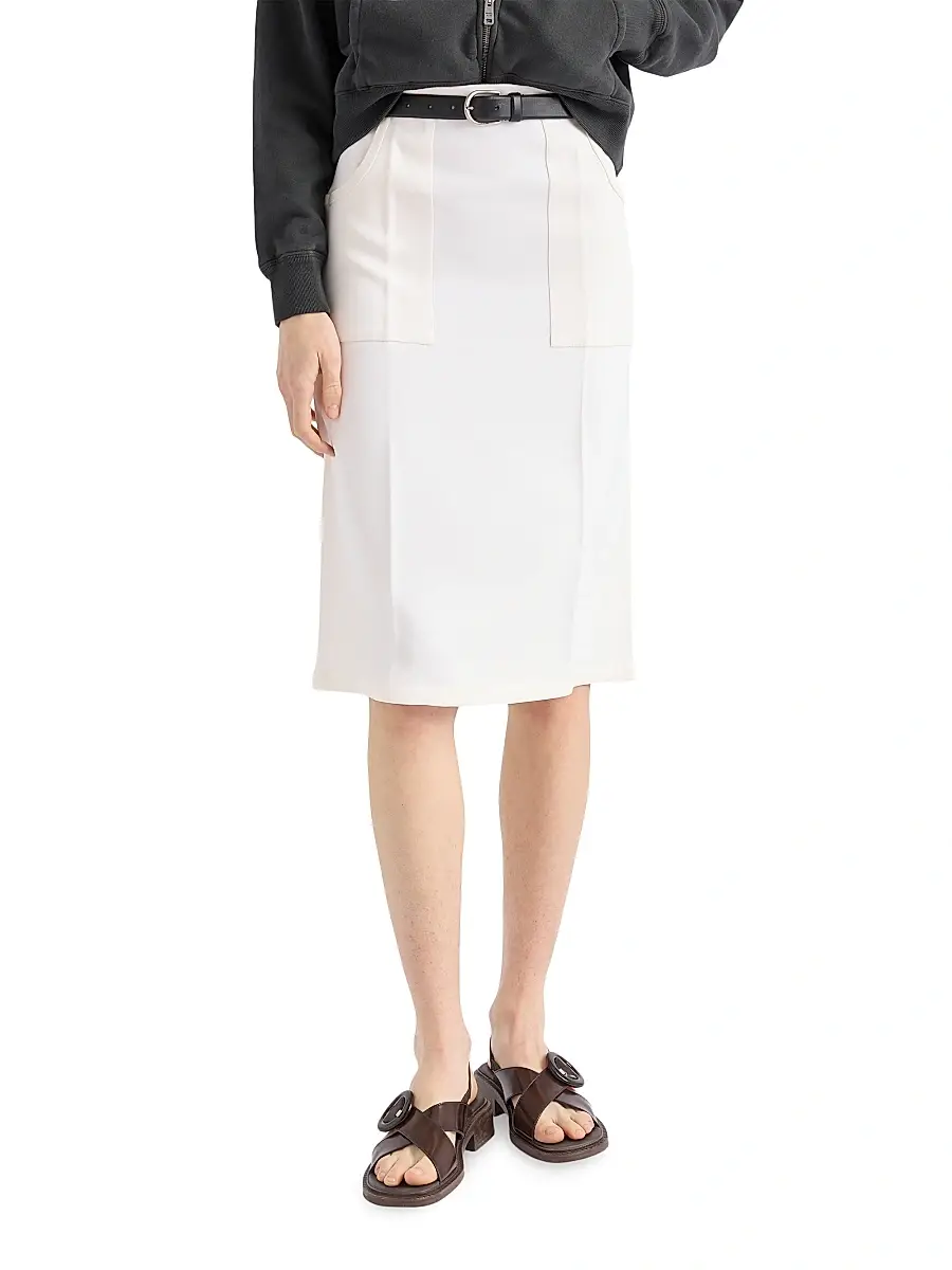 Prada Women's Compact Sablé Skirt - White | Thumbnail 2