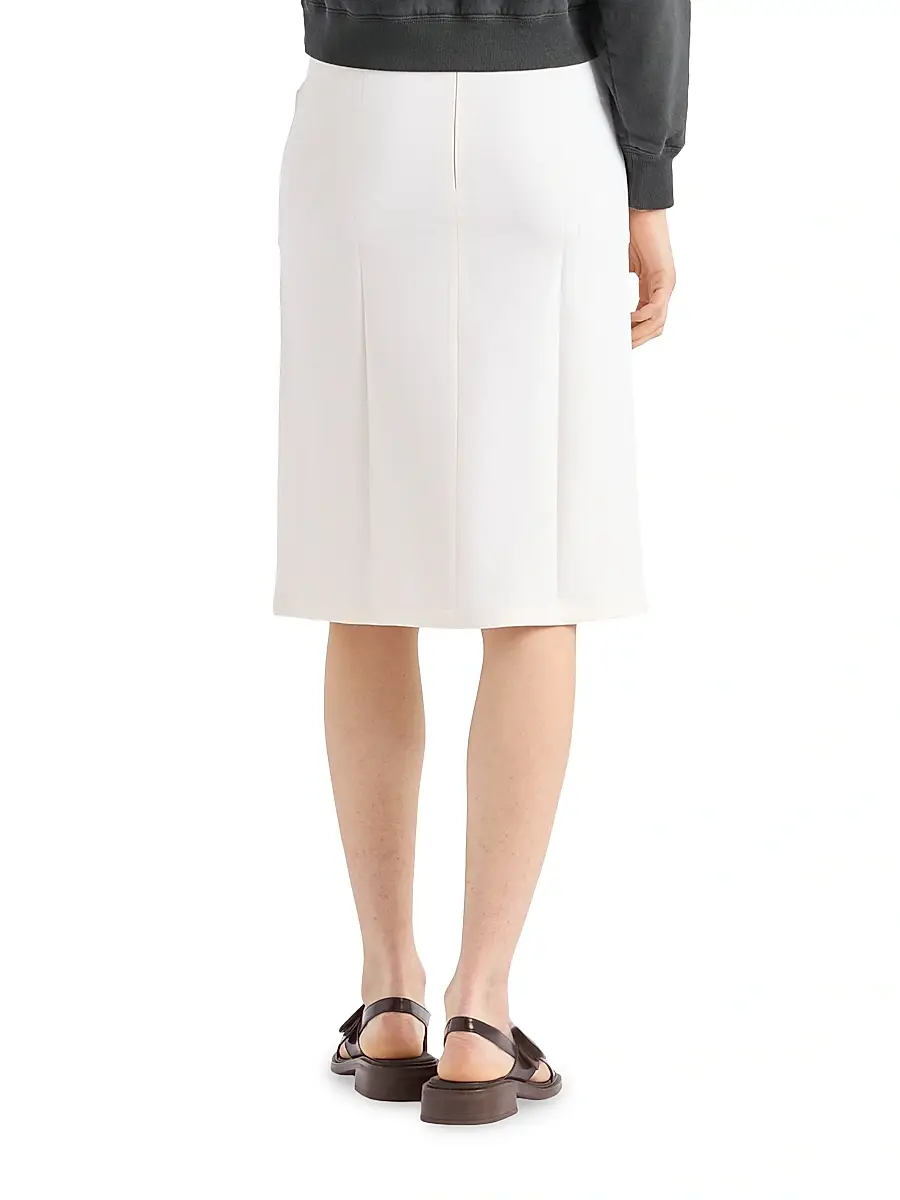 Prada Women's Compact Sablé Skirt - White | Thumbnail 3