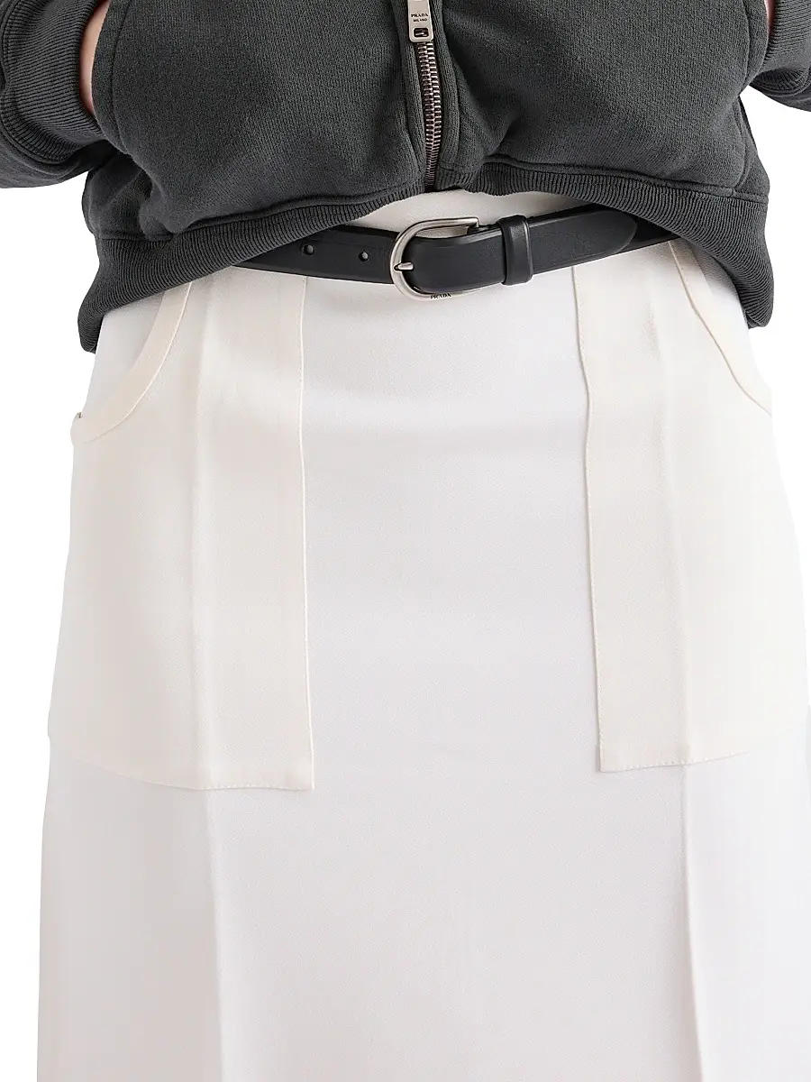 Prada Women's Compact Sablé Skirt - White | Thumbnail 4