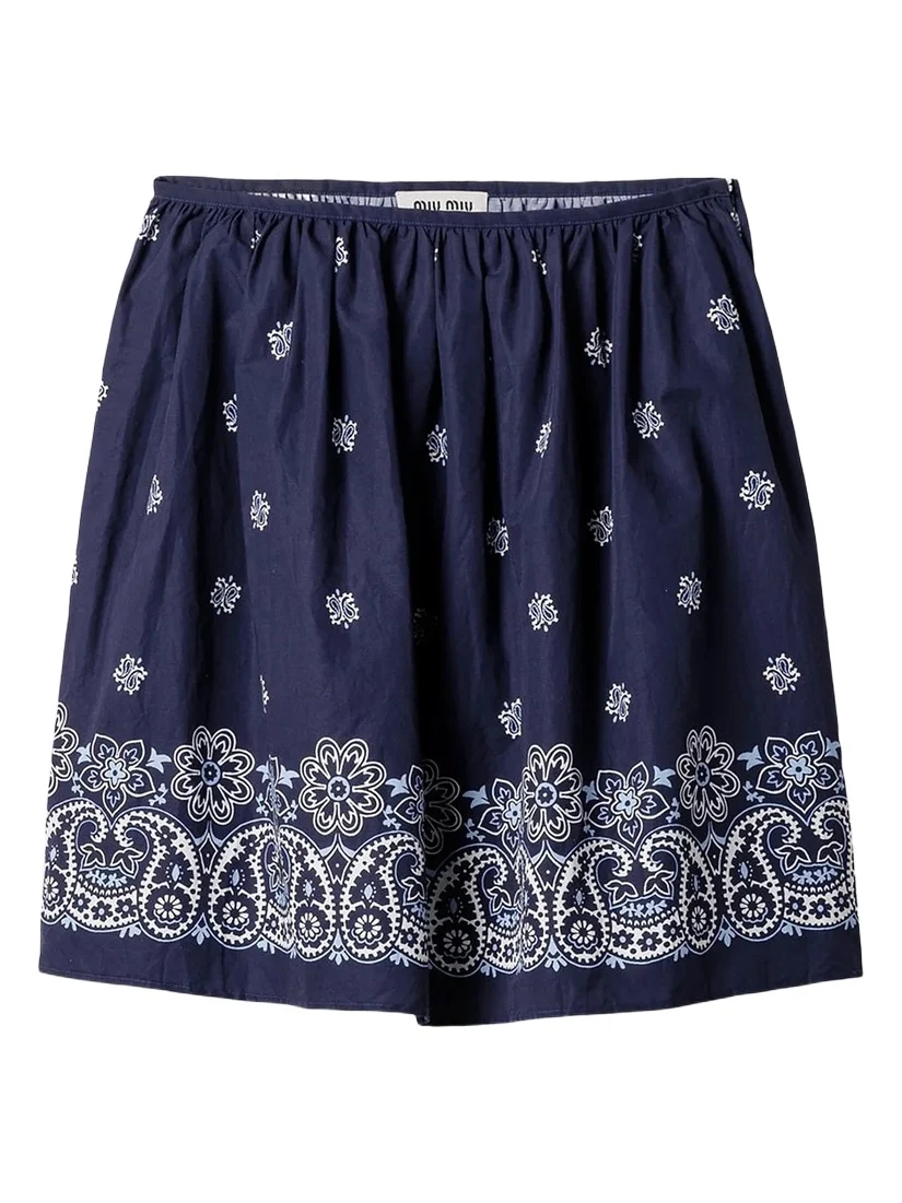 Women's Printed Slubbed Poplin Skirt