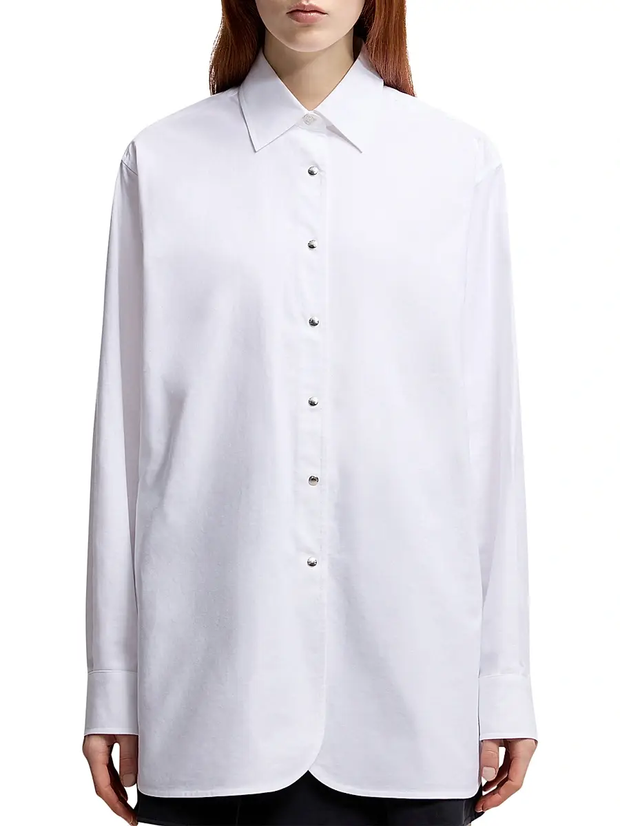Moncler Women's Shirt in Oxford Cotton - White | Thumbnail 2 Moncler Women's Shirt in Oxford Cotton - White | Thumbnail 2