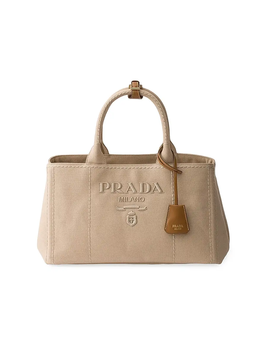 Prada Women's Jardinière Cotton Canvas Tote Bag - Beige Khaki | Image 1 Prada Women's Jardinière Cotton Canvas Tote Bag - Beige Khaki | Image 1