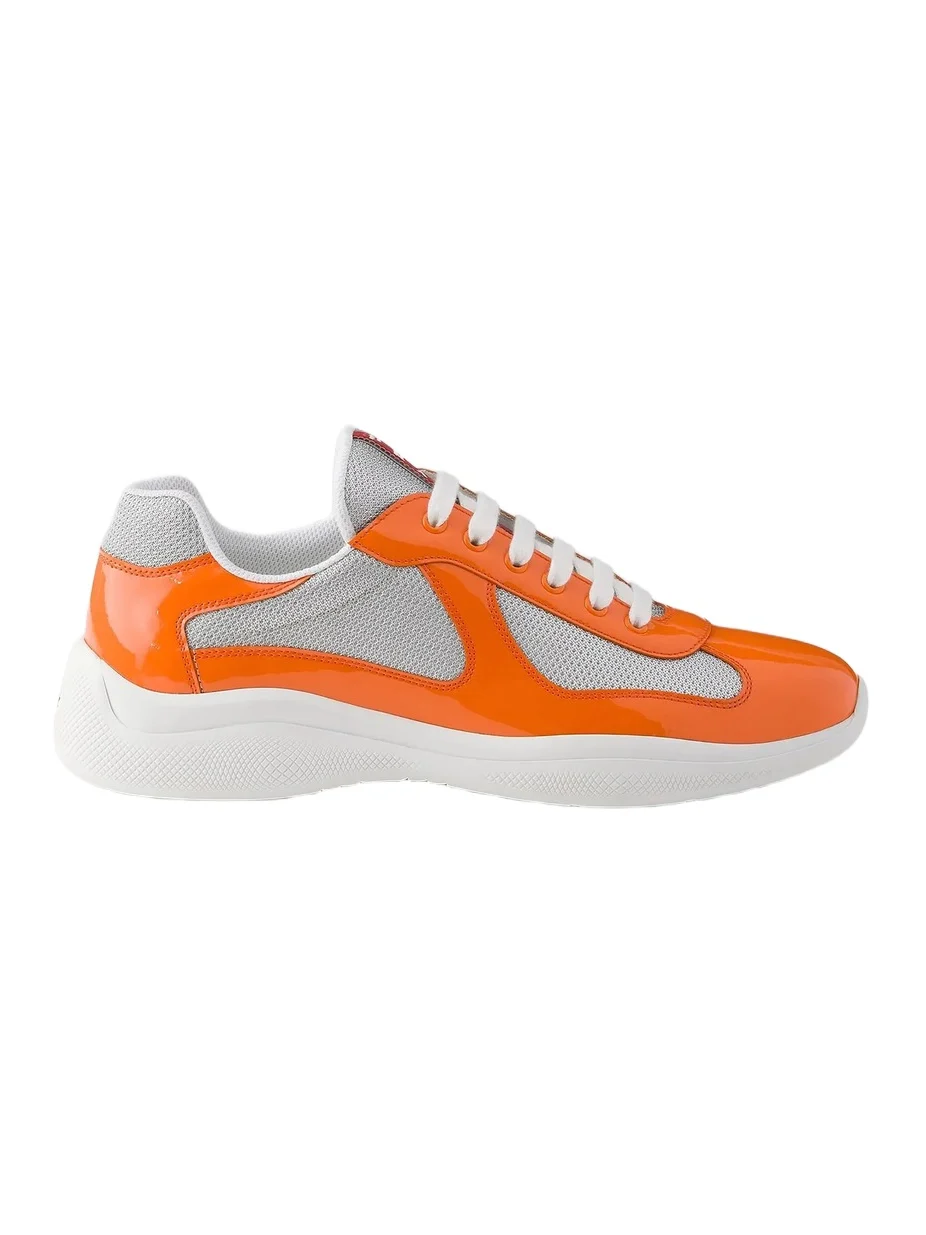 Prada Men's Patent Leather and Technical Fabric America's Cup Sneakers