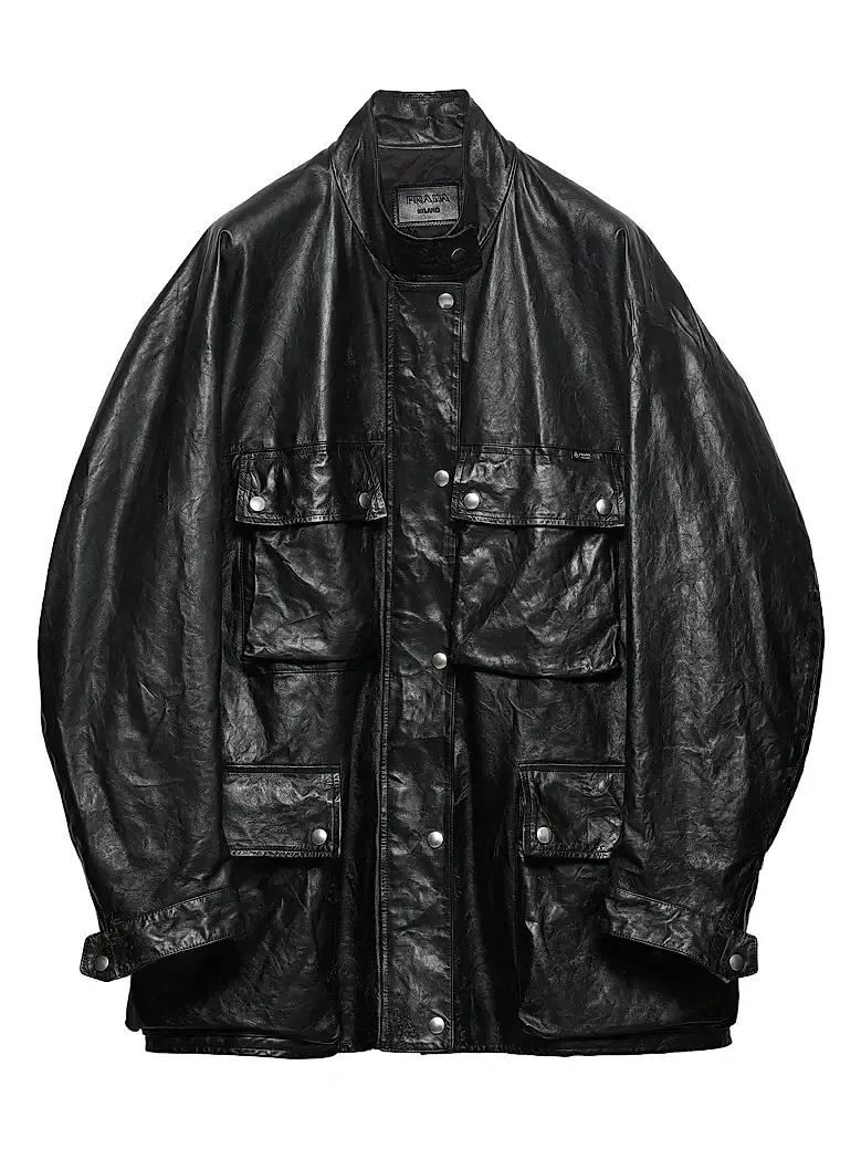 Prada Women's Antiqued Leather Caban Jacket
