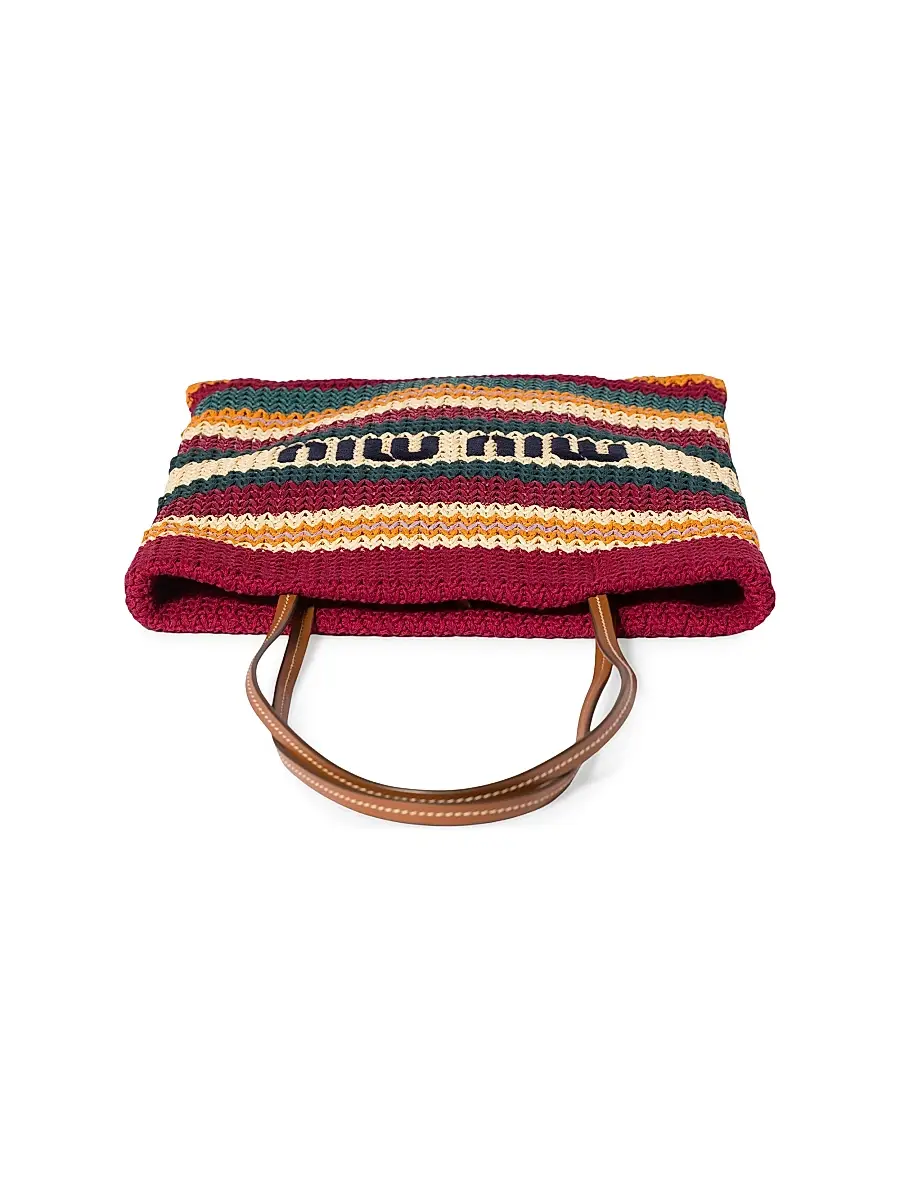 Miu Miu Women's Raffia-Effect Woven Tote Bag | Thumbnail 2