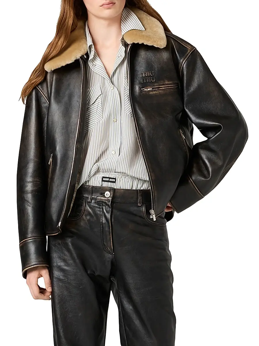 Miu Miu Women's Nappa Leather Jacket | Thumbnail 2