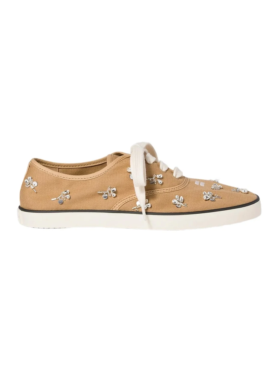 Miu Miu Women's Embroidered Drill Sneakers