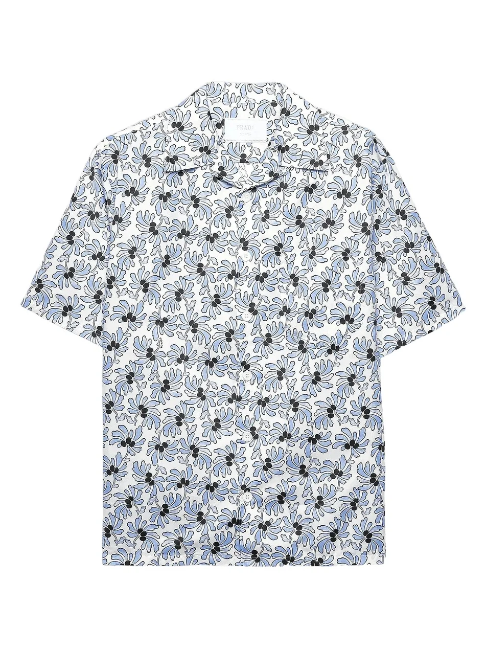 Men's Printed Cotton Blend Bowling Shirt Men's Printed Cotton Blend Bowling Shirt