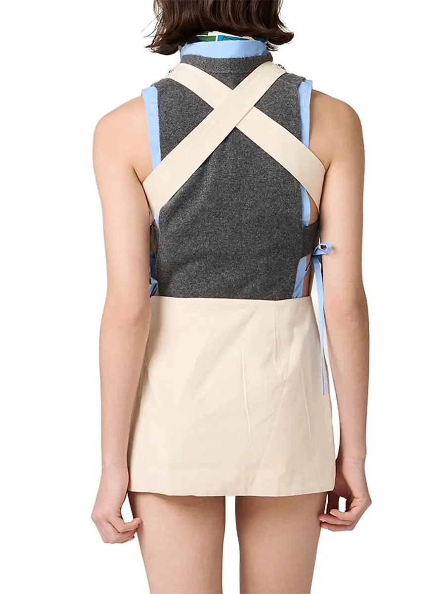 Miu Miu Women's Embellished Canvas Apron Dress | Thumbnail 3