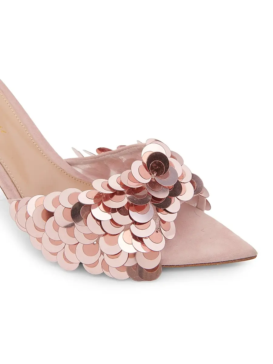 Gianvito Rossi Women's 85MM Pailette-Embellished Suede Stiletto Mules | Thumbnail 5 Gianvito Rossi Women's 85MM Pailette-Embellished Suede Stiletto Mules | Thumbnail 5