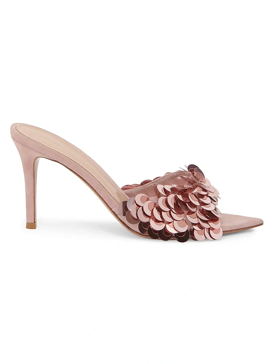 Gianvito Rossi Women's 85MM Pailette-Embellished Suede Stiletto Mules