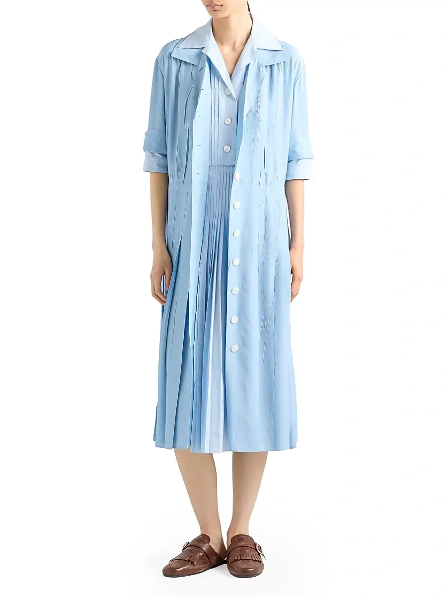 Prada Women's Pongé and Poplin Shirt Dress | Thumbnail 2