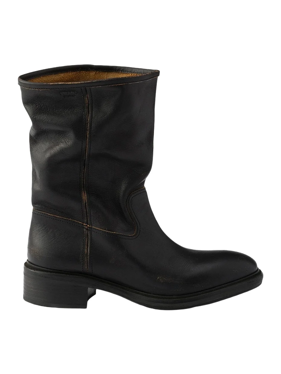 Prada Women's Vintage-Effect Leather Boots