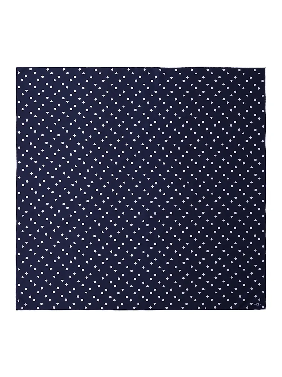Prada Women's Printed Silk Twill 90CM Square Scarf - Blue | Image 1 Prada Women's Printed Silk Twill 90CM Square Scarf - Blue | Image 1
