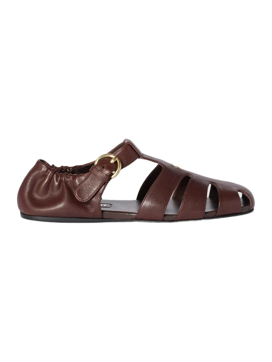 Miu Miu Women's Ruches Nappa Leather Fisherman Sandals