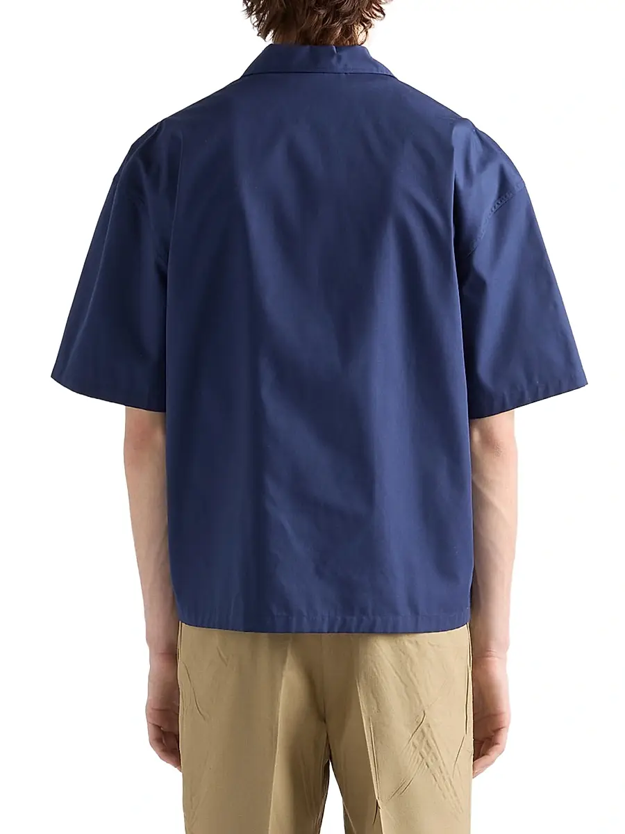 Prada Men's Short-Sleeved Technical Cotton Shirt | Thumbnail 3