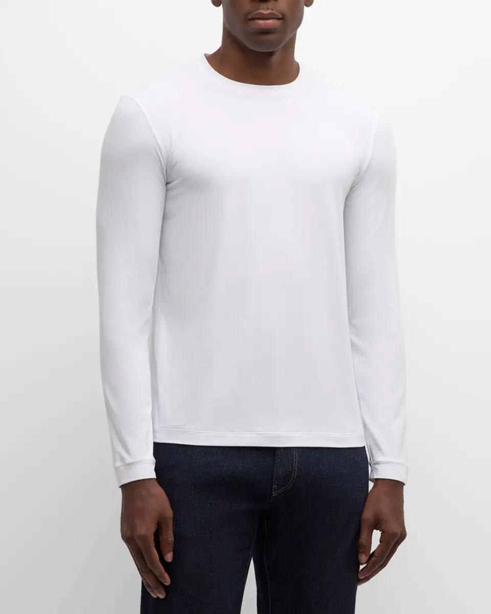 Giorgio Armani Men's Solid Cotton T-Shirt | Thumbnail 4