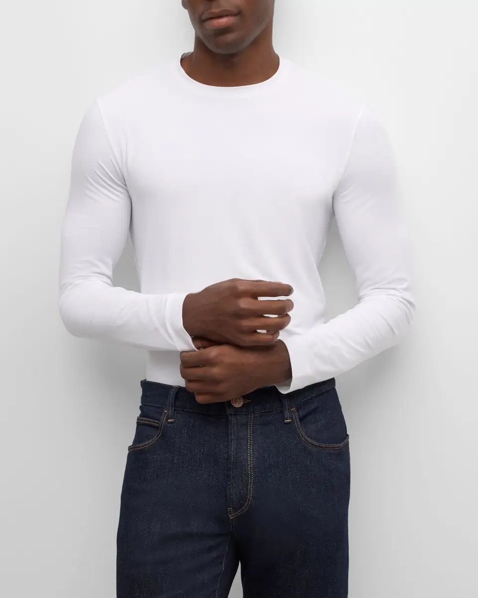 Giorgio Armani Men's Solid Cotton T-Shirt | Thumbnail 6