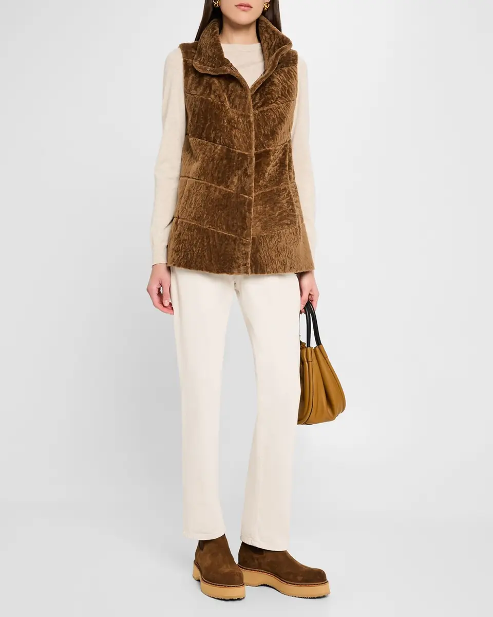 Gorski Reversible Textured Lamb Shearling Vest | Thumbnail 2 Gorski Reversible Textured Lamb Shearling Vest | Thumbnail 2
