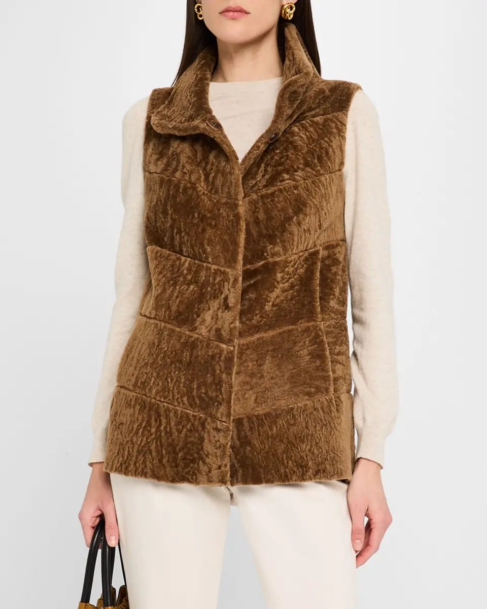 Gorski Reversible Textured Lamb Shearling Vest | Thumbnail 4 Gorski Reversible Textured Lamb Shearling Vest | Thumbnail 4
