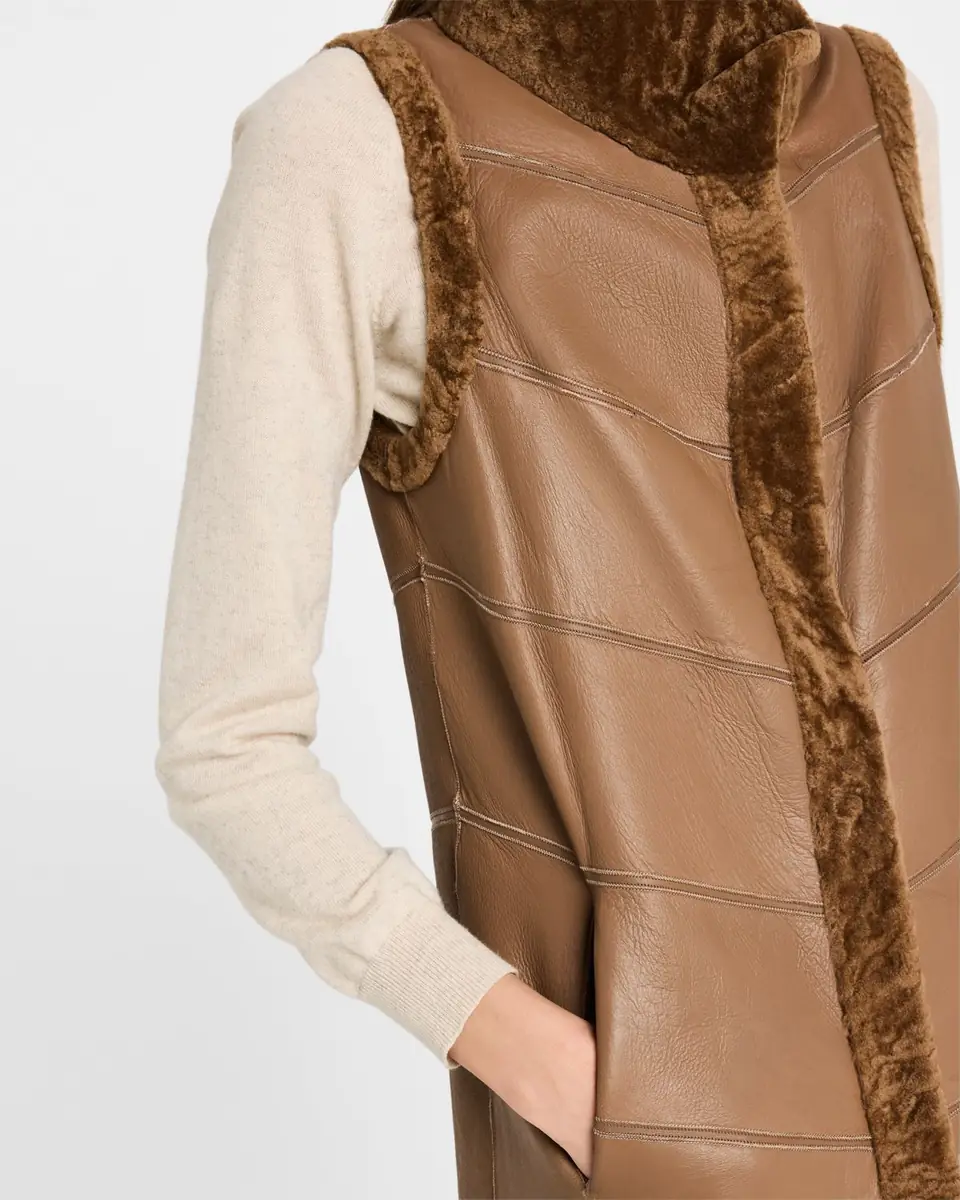 Gorski Reversible Textured Lamb Shearling Vest | Thumbnail 5 Gorski Reversible Textured Lamb Shearling Vest | Thumbnail 5