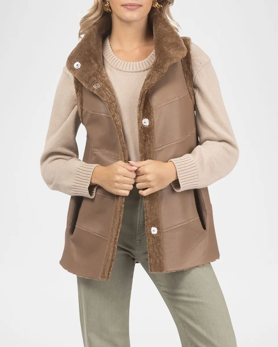 Gorski Reversible Textured Lamb Shearling Vest | Thumbnail 7 Gorski Reversible Textured Lamb Shearling Vest | Thumbnail 7