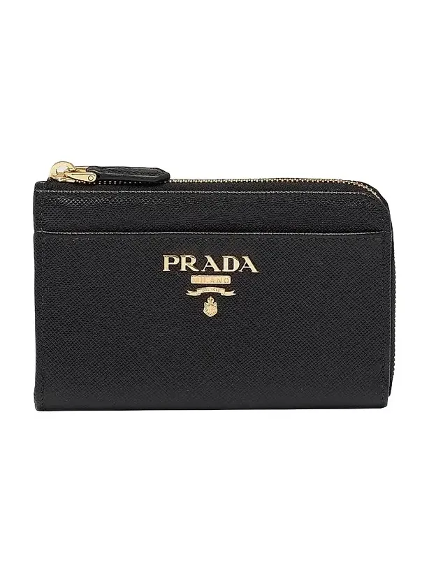Women's Saffiano Leather Card Case Keychain