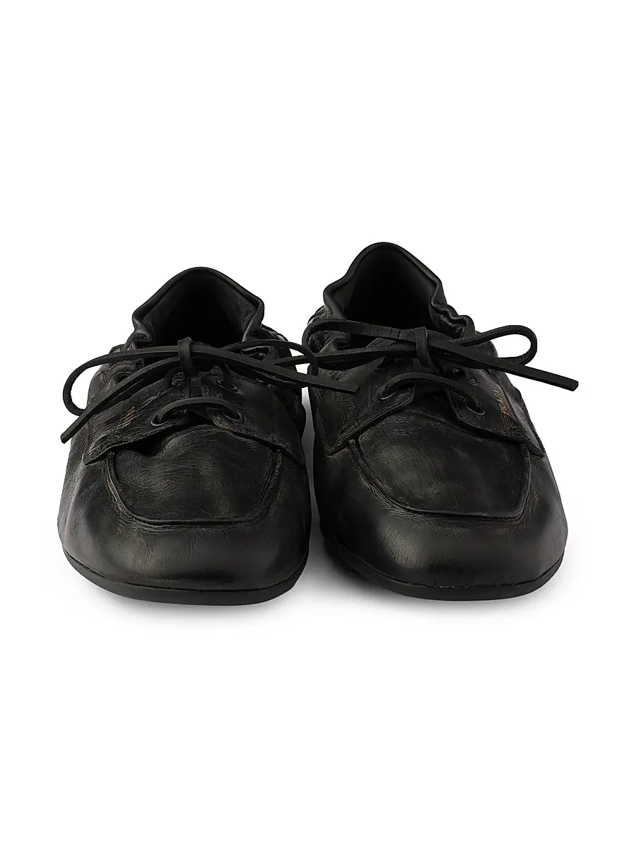 Prada Women's Shuffle Antiqued Leather Boat Loafers | Thumbnail 3