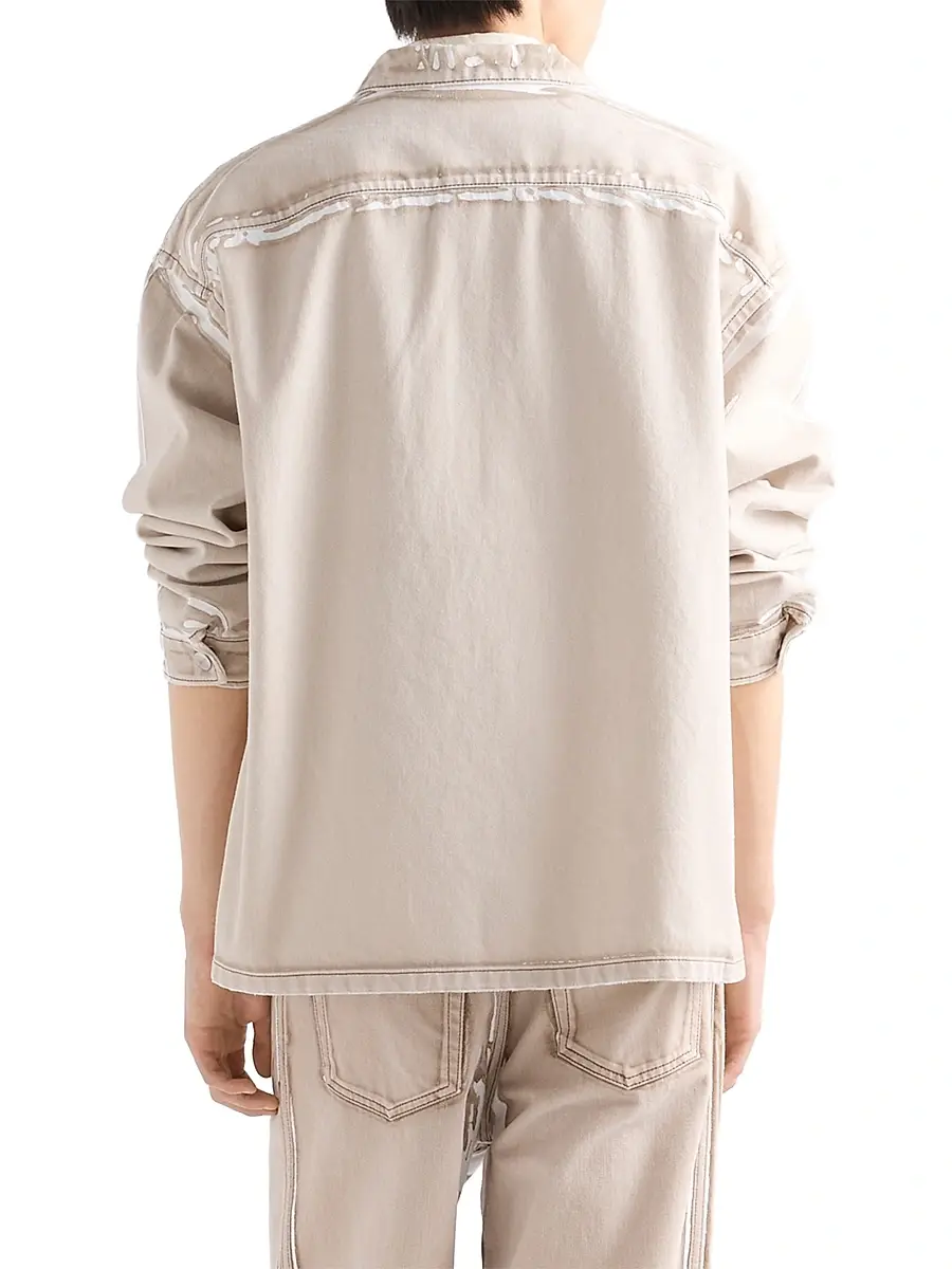 Prada Men's Bull Denim Zipper Shirt | Thumbnail 4 Prada Men's Bull Denim Zipper Shirt | Thumbnail 4