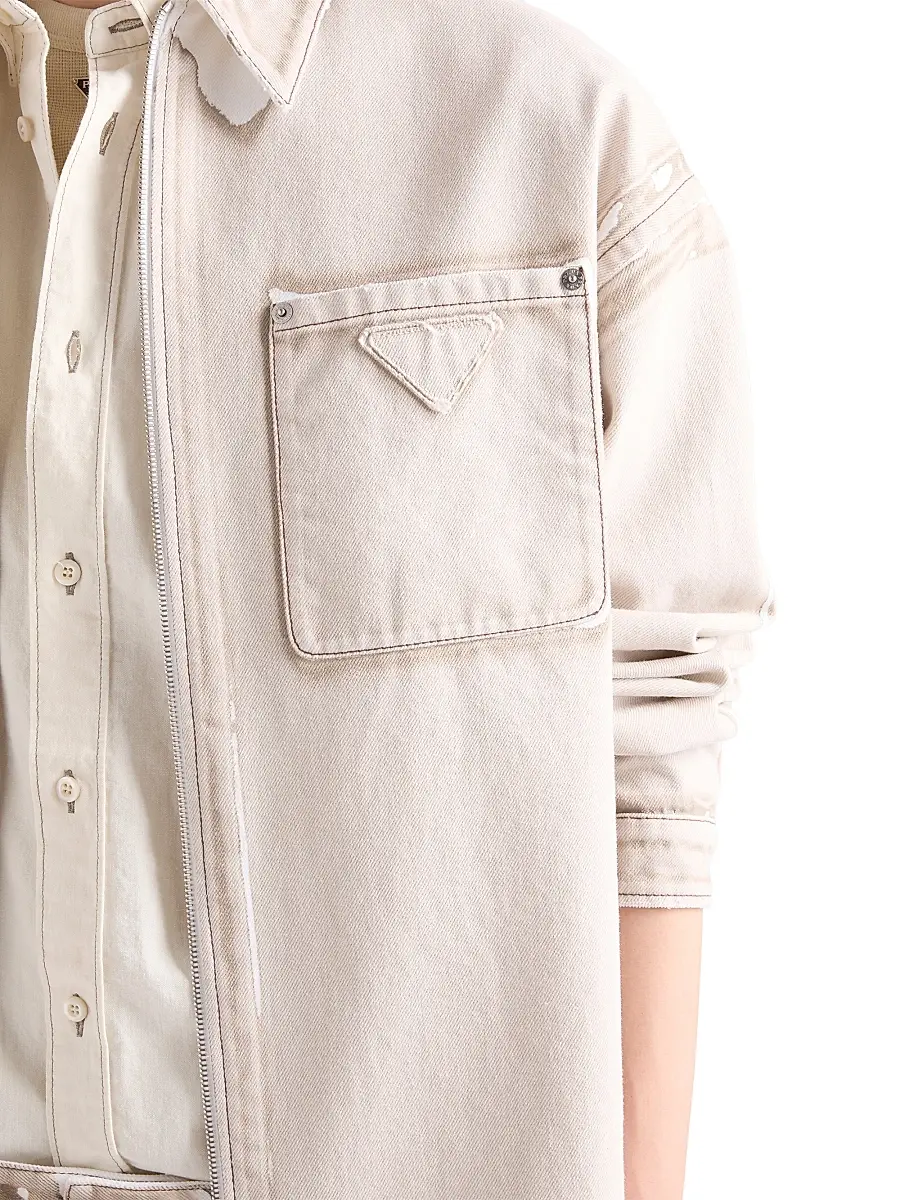 Prada Men's Bull Denim Zipper Shirt | Thumbnail 5 Prada Men's Bull Denim Zipper Shirt | Thumbnail 5