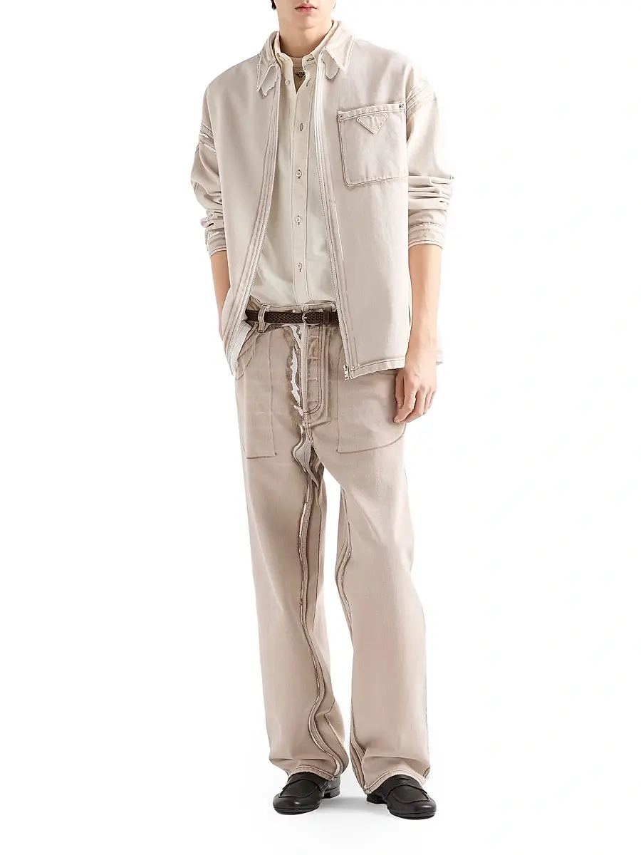 Prada Men's Bull Denim Zipper Shirt | Thumbnail 7 Prada Men's Bull Denim Zipper Shirt | Thumbnail 7