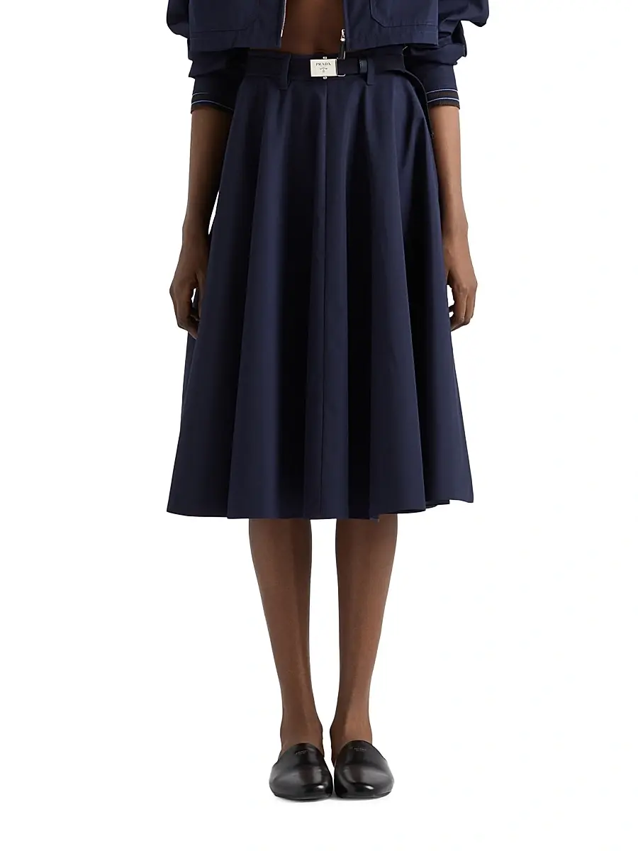 Prada Women's Poplin Midi-Skirt | Thumbnail 2 Prada Women's Poplin Midi-Skirt | Thumbnail 2