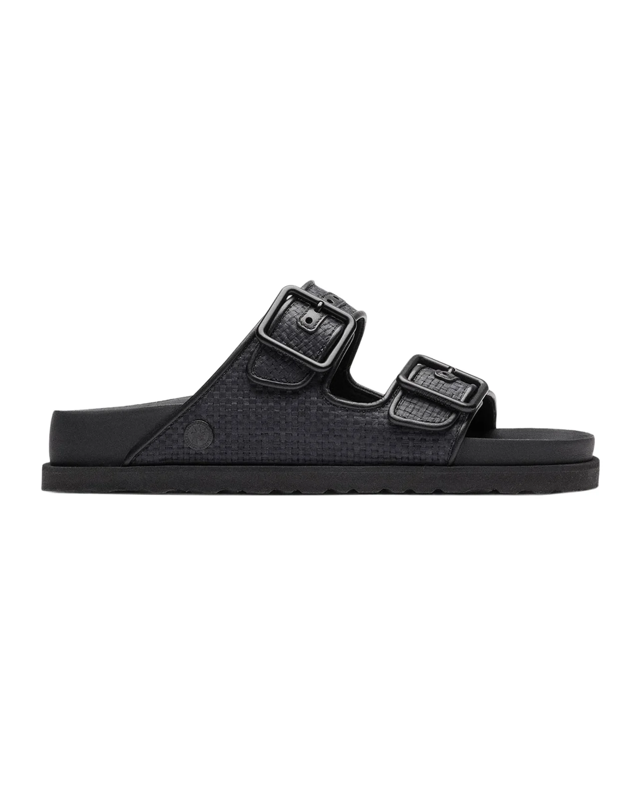 Arizona Raffia Dual-Buckle Slide Sandals Arizona Raffia Dual-Buckle Slide Sandals